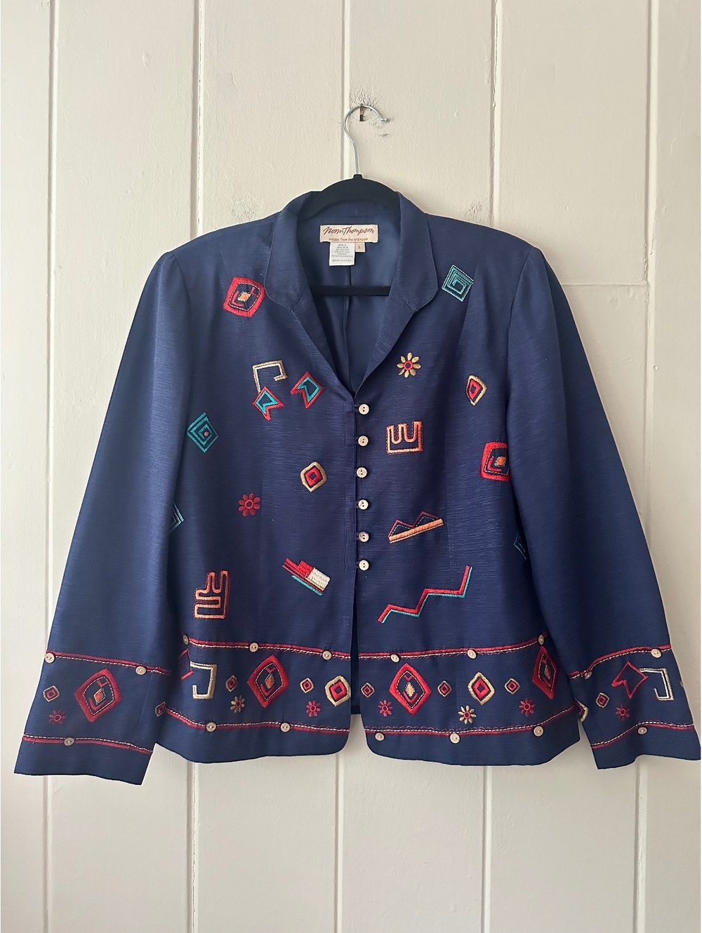 Norm Thompson Vintage 90s Silk Blend Art To Wear Jacket Y2K Eclectic Size Large